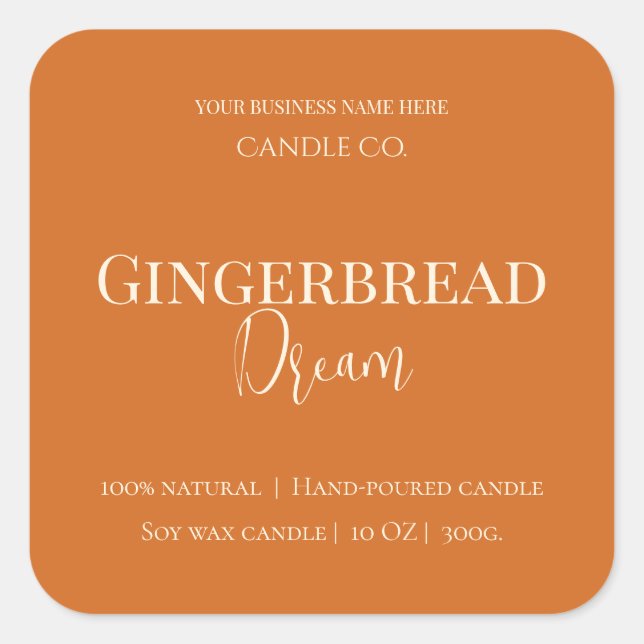 Adesivo Quadrado Cute Gingerbread Man Christmas Candle Label (Frente)