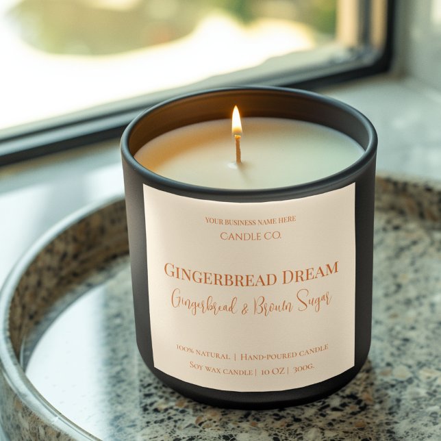 Adesivo Quadrado Cute Gingerbread Man Christmas Candle Label (Criador carregado)