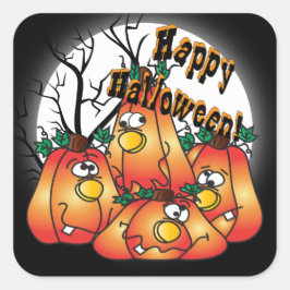 Adesivo Quadrado Cute Halloween Pumpkins