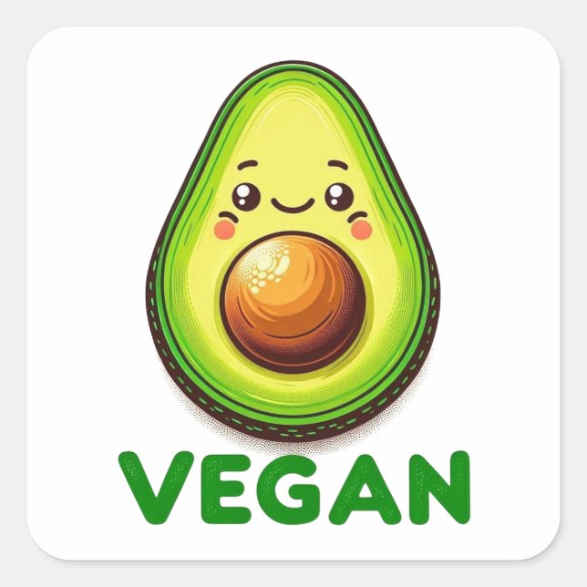 Adesivo Quadrado Cute Happy Avocado Vegan Lifestyle (Frente)