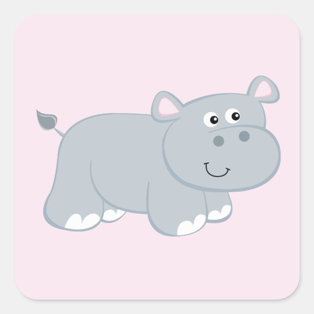 Adesivo Quadrado Cute Hippo (Frente)