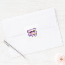Cute Kawaii Fita Cassete Retro Pastel Roxo Música