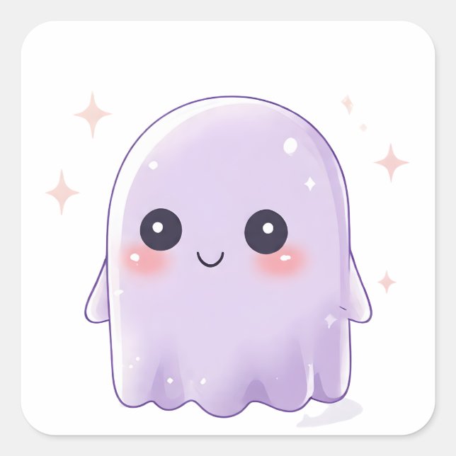 Adesivo Quadrado Cute Kawaii Ghost Sticker | Halloween Aesthetic (Frente)