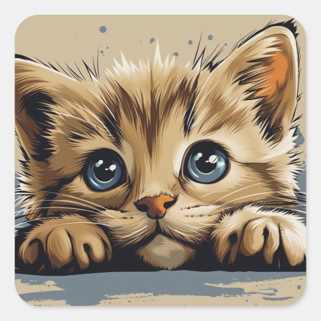 Adesivo Quadrado Cute kitten  (Frente)