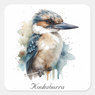 Adesivo Quadrado Cute Kookaburra em um Galho, personalizado