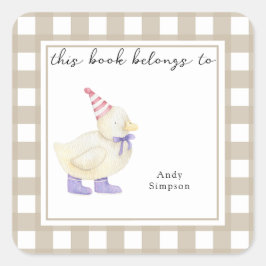 Adesivo Quadrado Cute Little Duck - Este livro pertence a