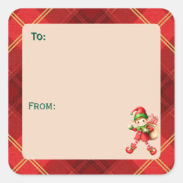 Adesivo Quadrado Cute Little Elves - Personalized Christmas