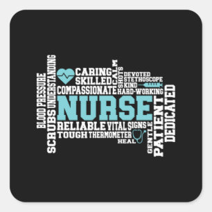 Adesivo Quadrado Cute Nurse RN LVN Nursing School Medical