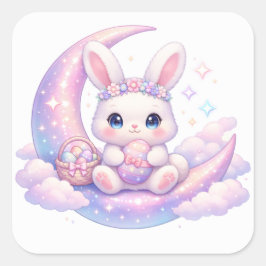 Adesivo Quadrado Cute Pastel Easter Bunny Sticker – Moon Aesthetic