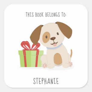 Adesivo Quadrado Cute Puppy Este Livro Pertence