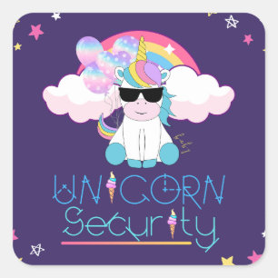Adesivo Quadrado Cute Rainbow Baby Unicorn Security T Shirt Napkin