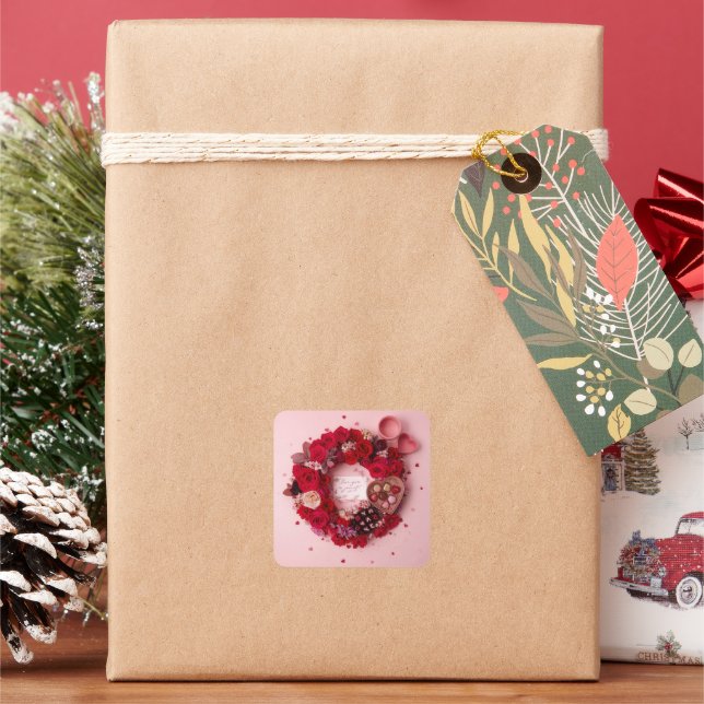 Adesivo Quadrado Cute Red Rose Romantic Valentine Sticker Sheet  (Feriado)