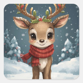 Adesivo Quadrado Cute reindeer christmas sticker for gifts notebook