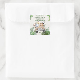 Adesivo Quadrado Cute Safari Wild Jungle Party Favor