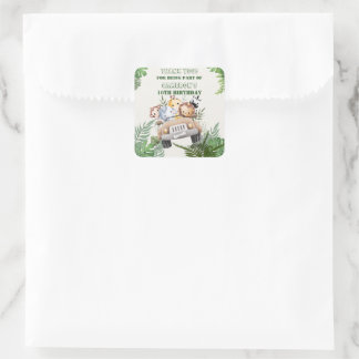 Adesivo Quadrado Cute Safari Wild Jungle Party Favor