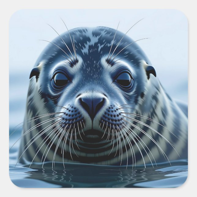 Adesivo Quadrado Cute Seal Close up (Frente)