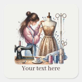 Adesivo Quadrado Cute sewing lovers add text