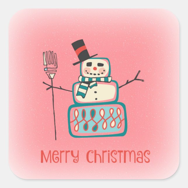 Adesivo Quadrado Cute Snowman (Frente)