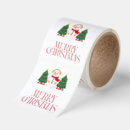 Adesivo Quadrado Cute Snowman & Christmas Trees Sticker