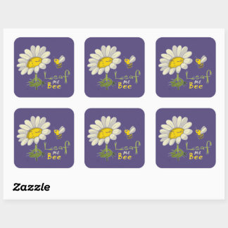 Adesivo Quadrado Cute Spring Scene with Daisy Flower and Bee