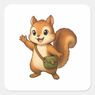 Adesivo Quadrado Cute Squirrel Sticker – Okojo and Friends