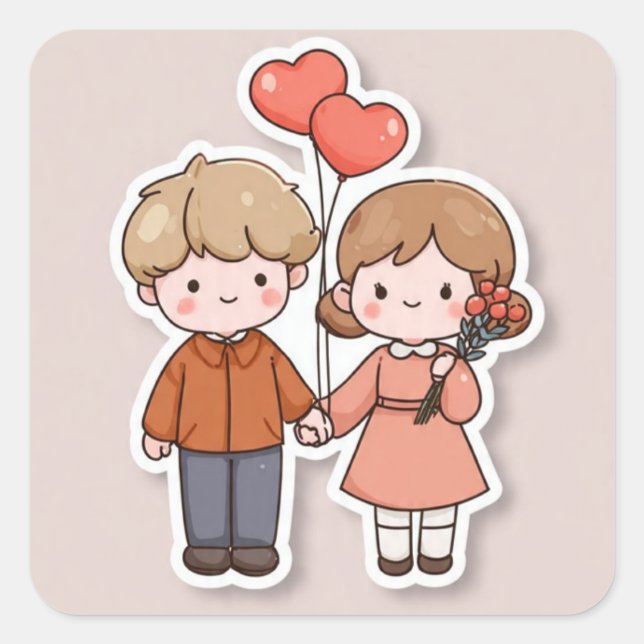 Adesivo Quadrado Cute sticker  (Frente)