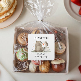 Adesivo Quadrado Cute Storybook Woodland Animals Birthday Thank You