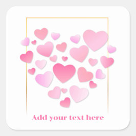 Adesivo Quadrado Cute Style Pink Hearts Romantic Valentine's Day