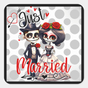 Adesivo Quadrado Cute Sugar Skull (alternatively, a more natural tr