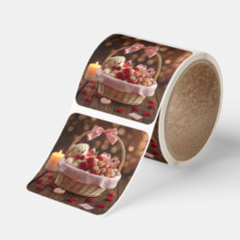 Adesivo Quadrado Cute Teddy Valentine Love Theme Soft Romantic