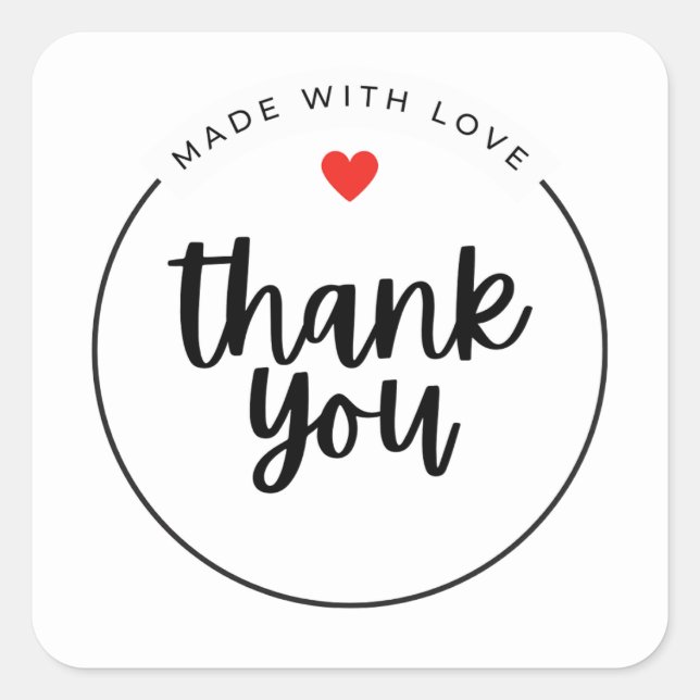 Adesivo Quadrado Cute Thank You Sticker | Small Business Packaging (Frente)