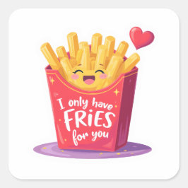 Adesivo Quadrado Cute Valentine French Fries Pun
