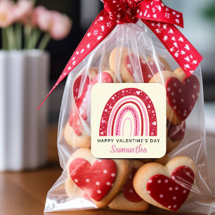 Adesivo Quadrado Cute Valentines Arco-íris Personalizado