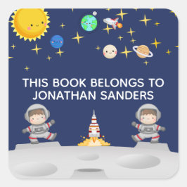 Adesivo Quadrado Cute Watercolor Astronaut in Moon 