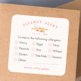 Adesivo Quadrado Cute Watercolor Whisk Pin Allergy Alert