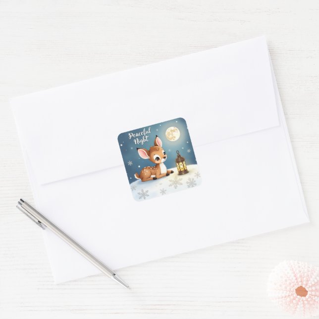 Adesivo Quadrado Cute Winter Deer Sticker (Envelope)