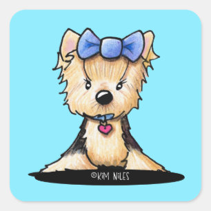 Adesivo Quadrado Cute Yorkie Terrier
