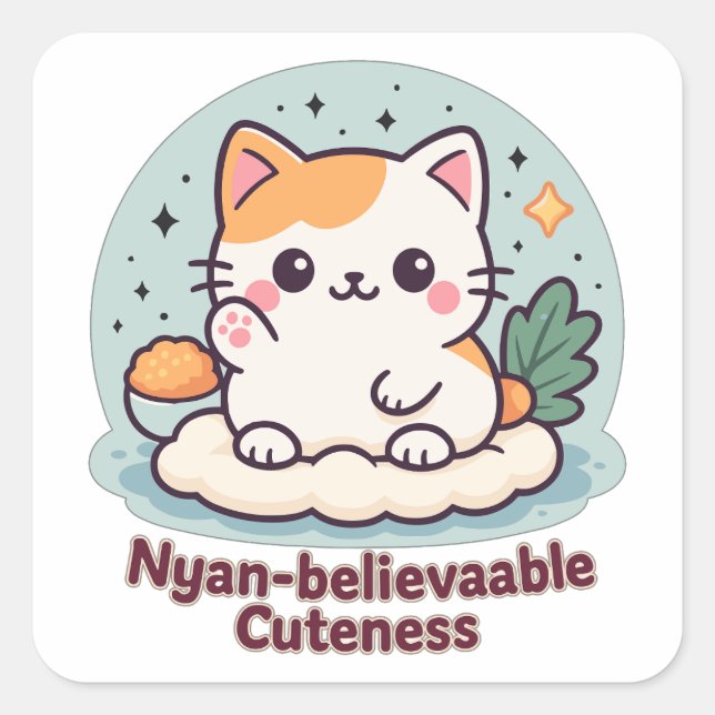 Adesivo Quadrado Cutensidade Acreditável Nyan - Gato Kawaii Cute (Frente)