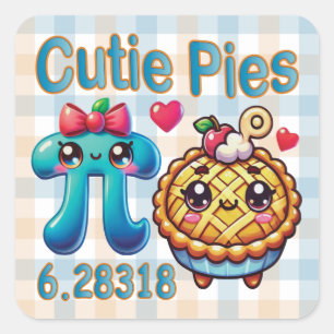 Adesivo Quadrado "Cutie Pies" - Símbolo de Pi Cónico e Pie Pun