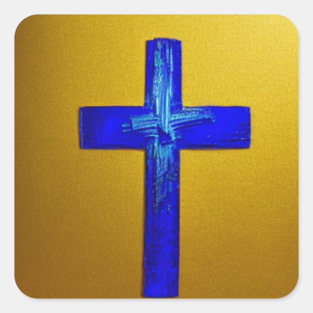 Adesivo Quadrado Cyan e Dourado Cross Sticker (Frente)