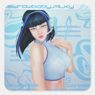 Adesivo Quadrado Cyber Girl Y2K