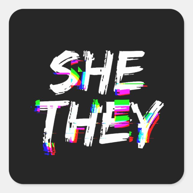 Adesivo Quadrado Cyber Glitch Ela Consubstancia (Frente)