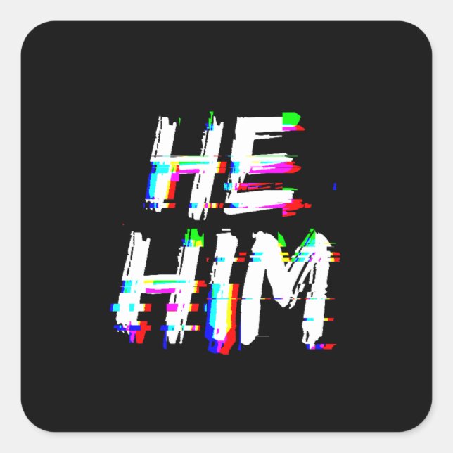 Adesivo Quadrado Cyber Glitch Ele Pronuncia (Frente)