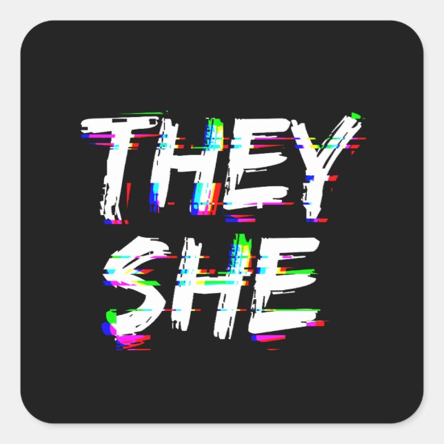 Adesivo Quadrado Cyber Glitch Eles Que Ela Pronuncia (Frente)