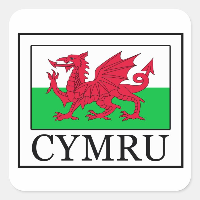 Adesivo Quadrado Cymru hat (Frente)