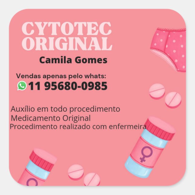 Adesivo Quadrado Cytotec misoprostol original whats 11956800985 Mou (Frente)