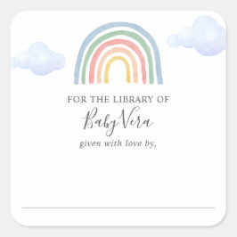 Adesivo quadrado da Biblioteca do Chá de fraldas R