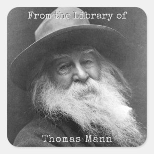 Adesivo Quadrado Da Biblioteca do Walt Whitman Bookplate Sticker