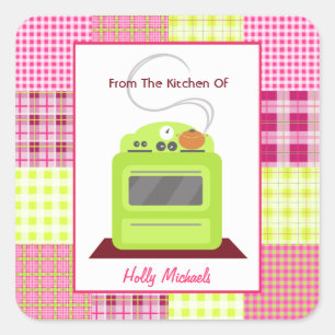 Adesivo Quadrado Da Cozinha De... Bright Green Stove & Xadrez