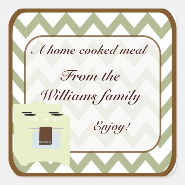 Adesivo Quadrado Da Cozinha de Chevron Pequeno Verde/Castanho (Frente)